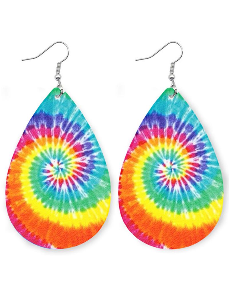 1Pair Tie Dye Water Drop Earrings