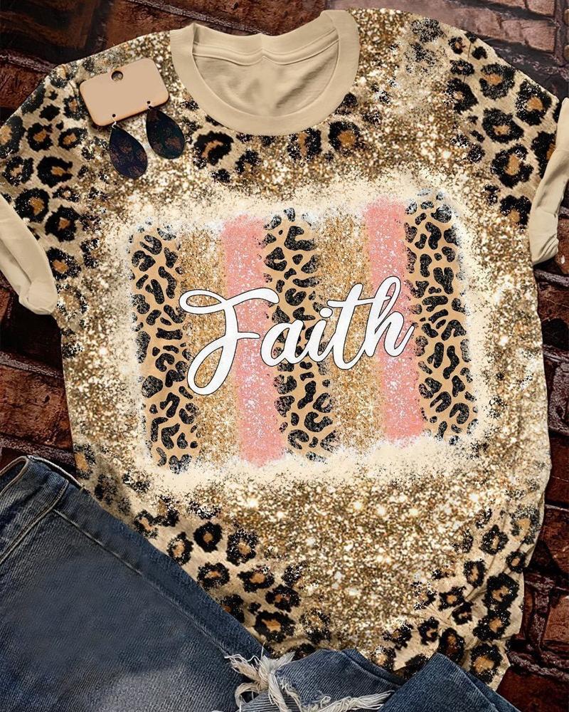 Faith Leopard Print Casual T-shirt