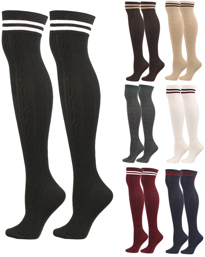 1Pair Thigh High Cable Knit Leg Warmers Long Boot Socks