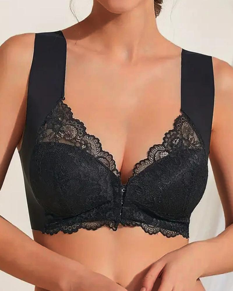 Crochet Lace Hook Front Wireless Lifting Bralette