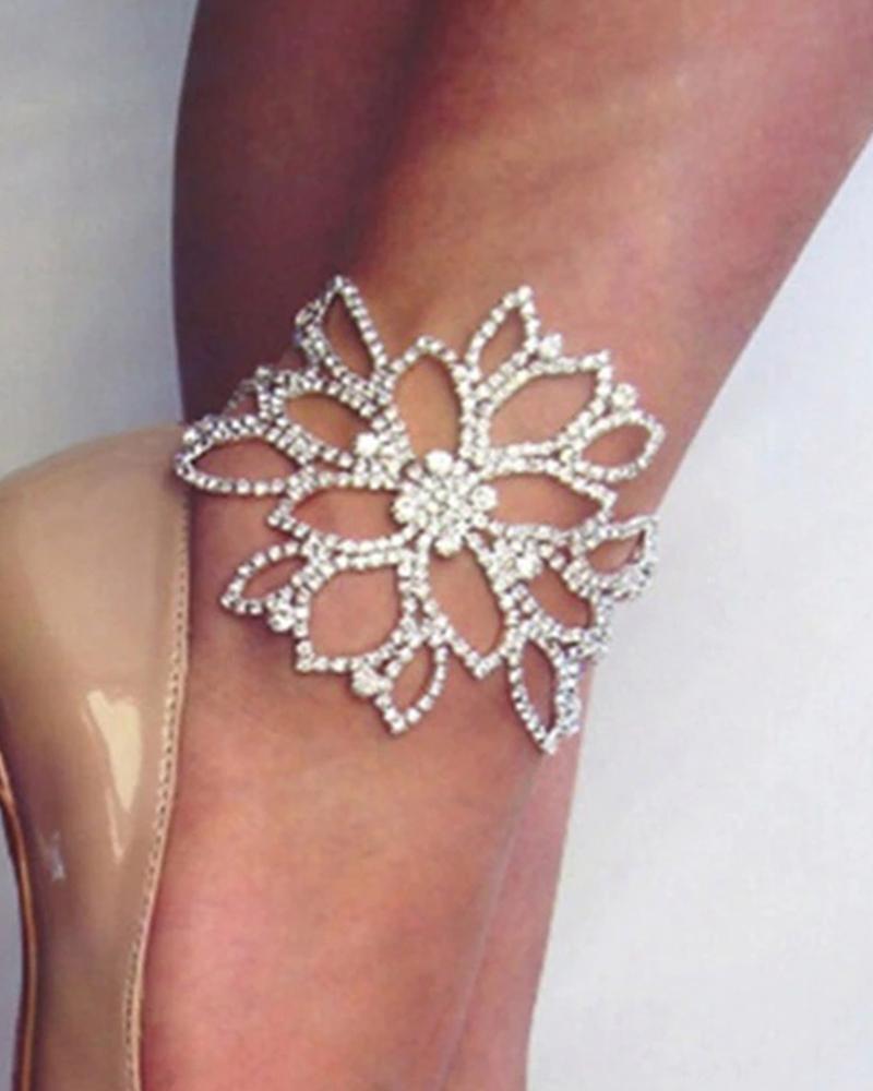   ChicMe 1p Rhinestone Floral Shaped Wedding Fashion Jewelry Anklet