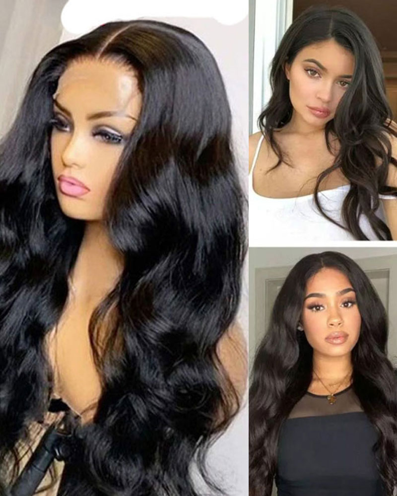 Long Curly Hair Wig Natural Looking Middle Part Wavy Full Wig Synthetic Wigs