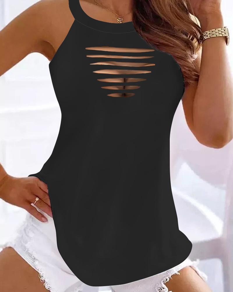 Ladder Cutout V-Neck Tank Top