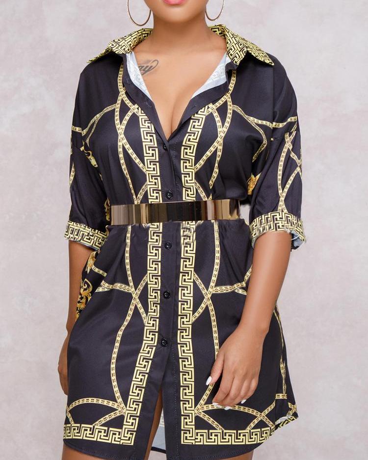 Fashion Digital Printed Leisure Shirt Dress