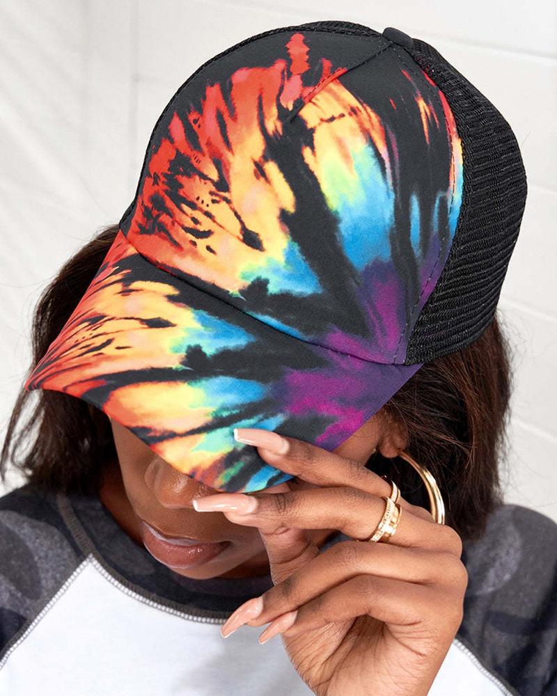 Tie Dye Print Baseball Peaked Cap Outdoor Sun Hat