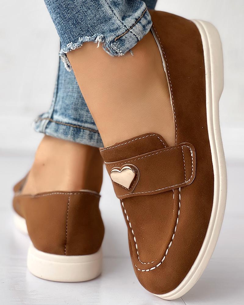 Heart Pattern Slip-On Casual Loafers