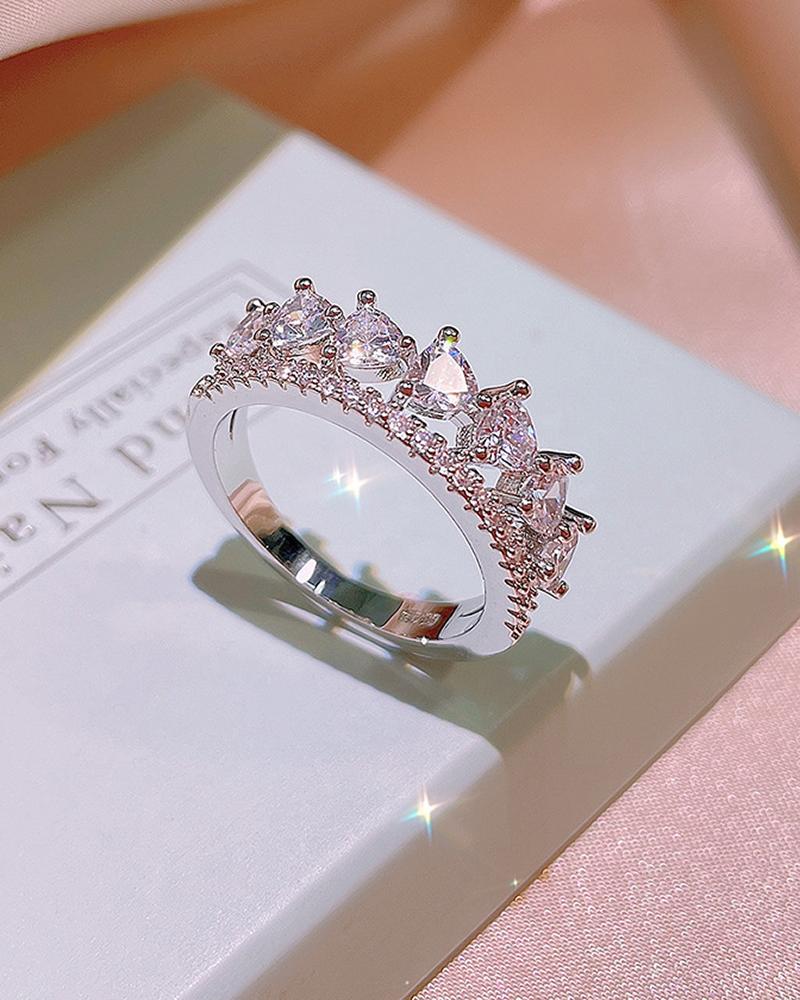 Rhinestone Decor Crown Shaped Ring