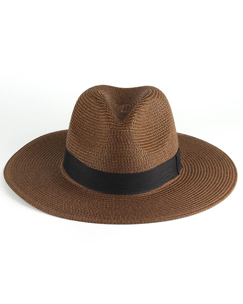 Contrast Tape Straw Hat
