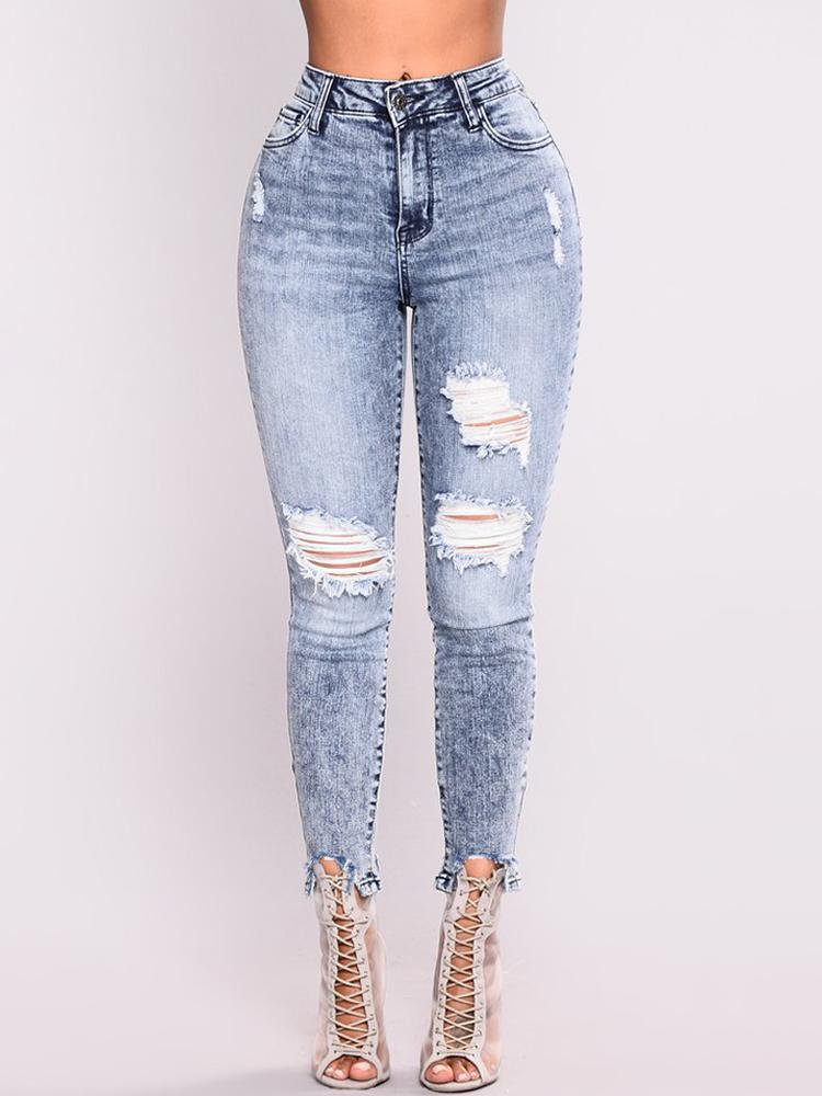 Fashion Ripped High Waist Denim Jeans