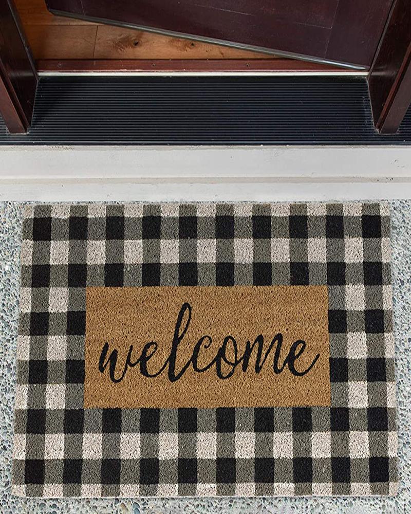 Natural Coir Doormat Checkers Mat Checkers Welcome Non Slip Entryway Indoor Outdoors Mats