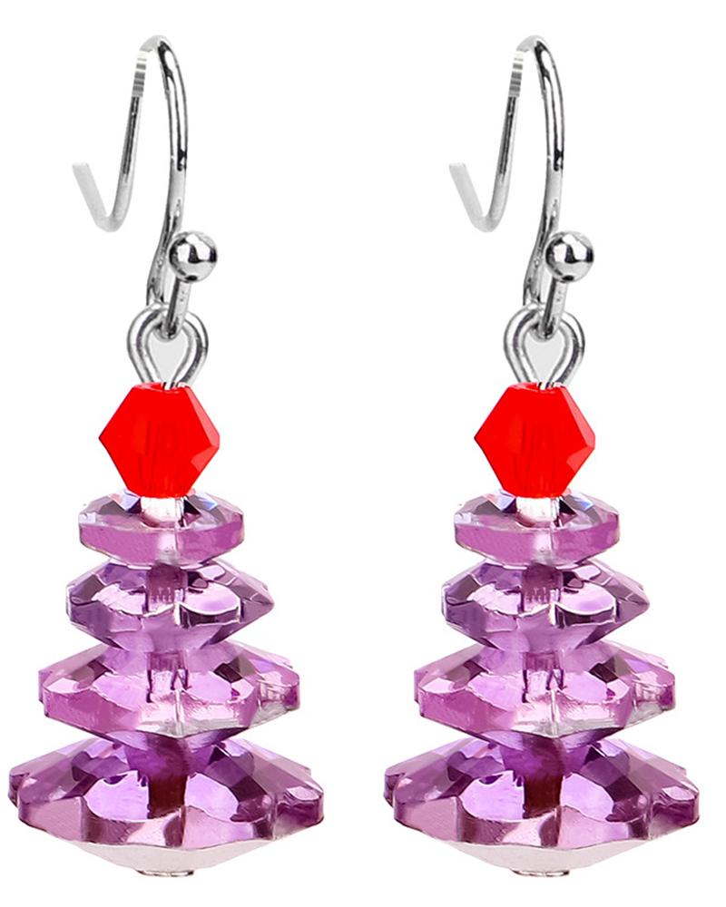 1Pair Crystal Christmas Tree Drop Earrings