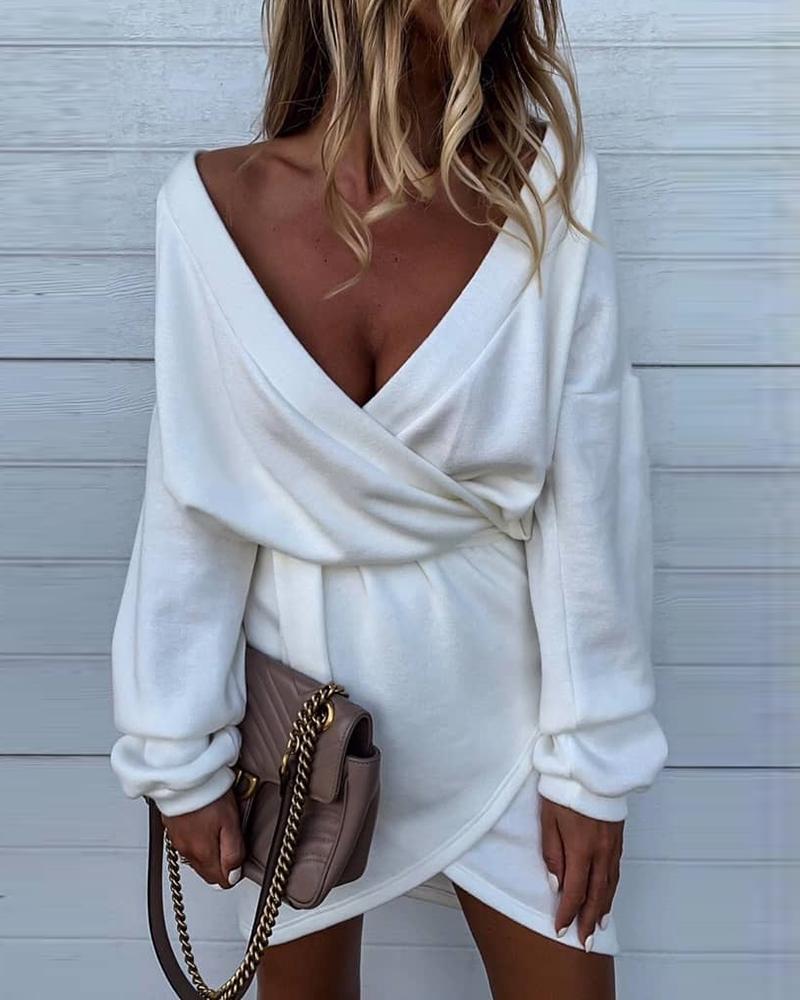 V-Neck Tied Detail Wrap Dress
