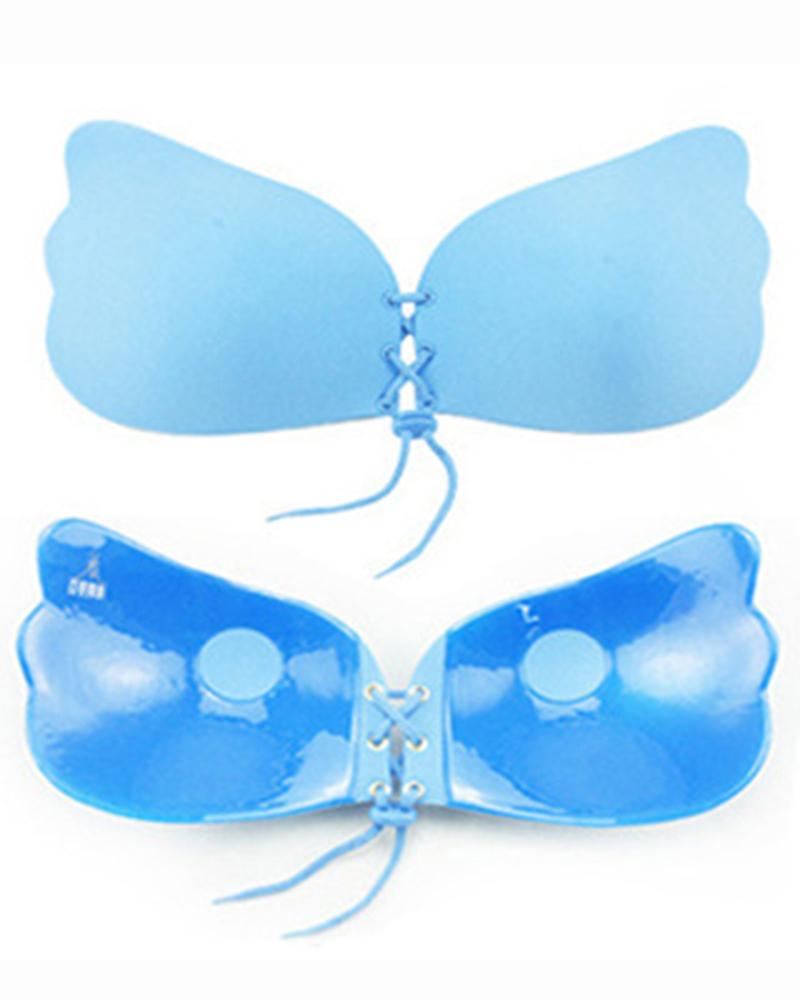 Angel Wings Shaped Lace-up Wireless Lifting Nipper Covers Invisible Bra