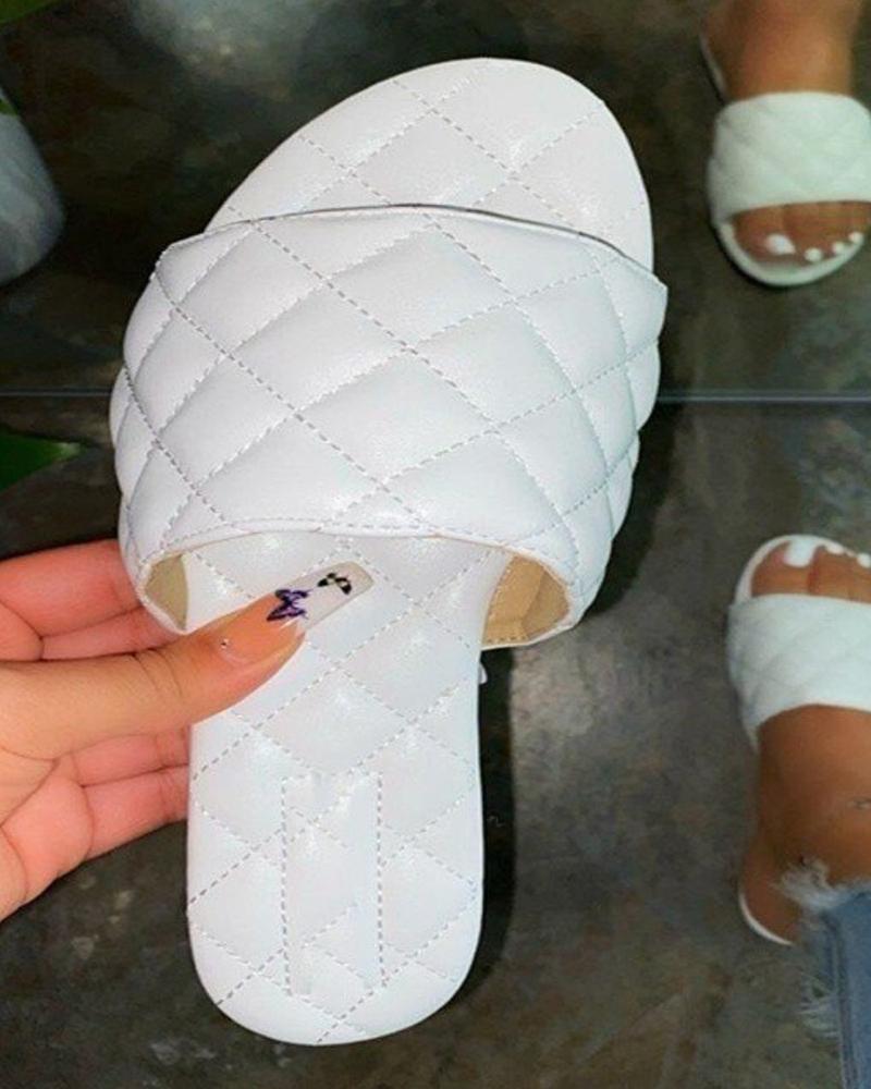 Quilted Open Toe Casual Slippers