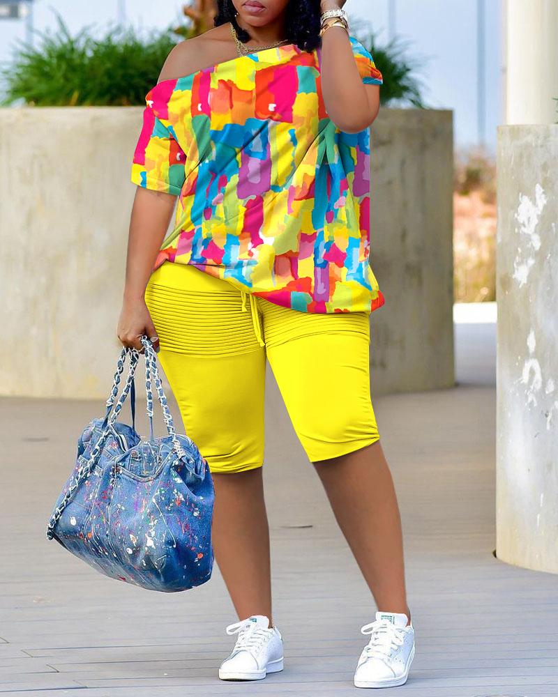 Melting Colors All Over Print Top & Shorts Set