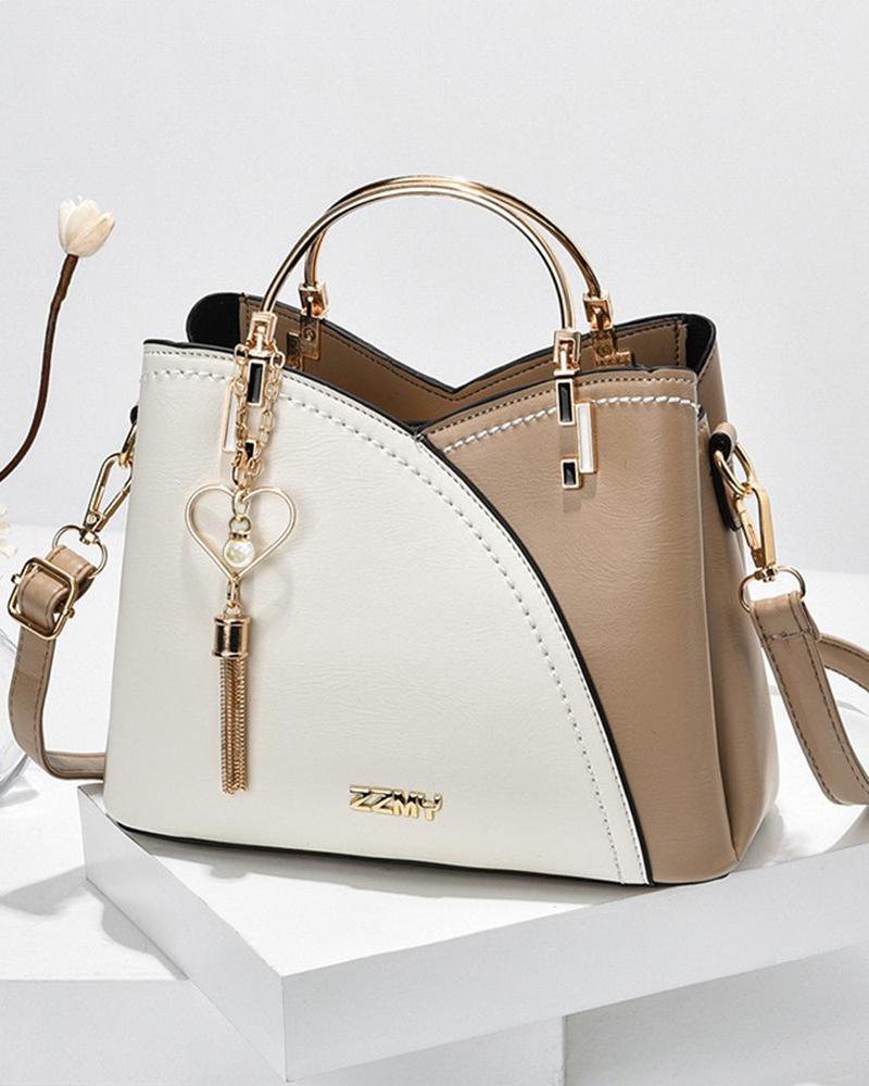 Colorblock Quilted Magnet Satchel Bag