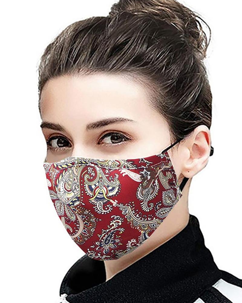 Daisy / Floral / Retro Print Ear Loop Breathable Mouth Mask With 4 Filters