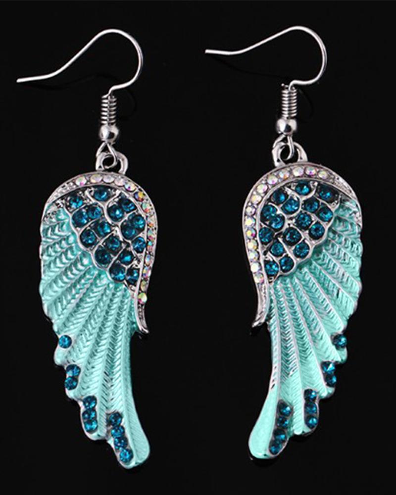 1Pair Rhinestone Angel Wings Dangle Earrings Fine Jewelry