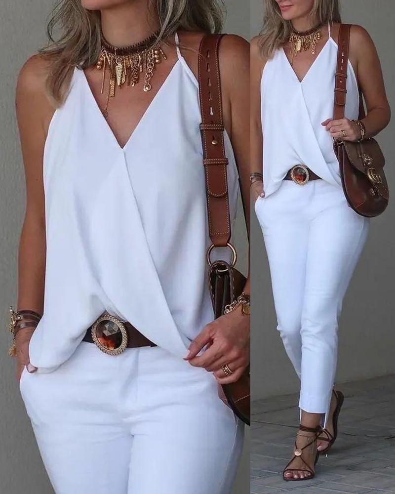 Halter Sleeveless Wrap Tank Top