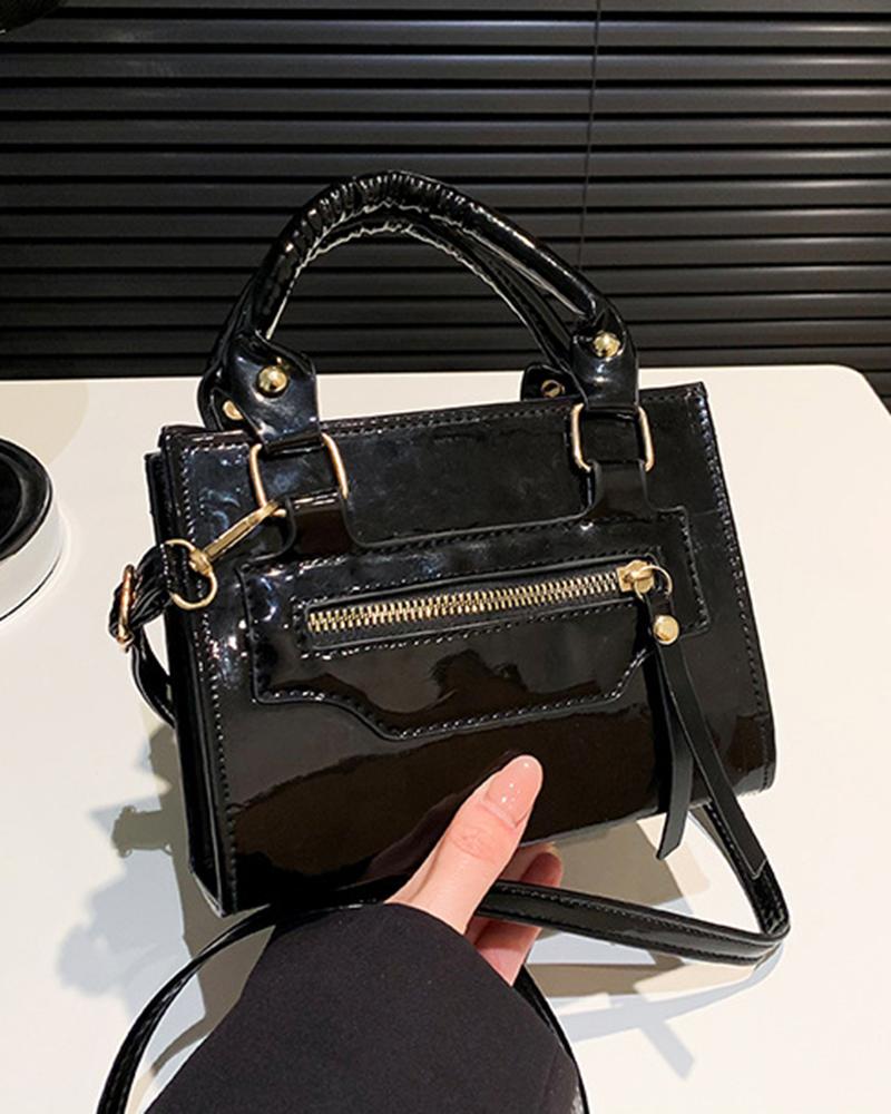 Zipper Detail Tassel Satchel Bag