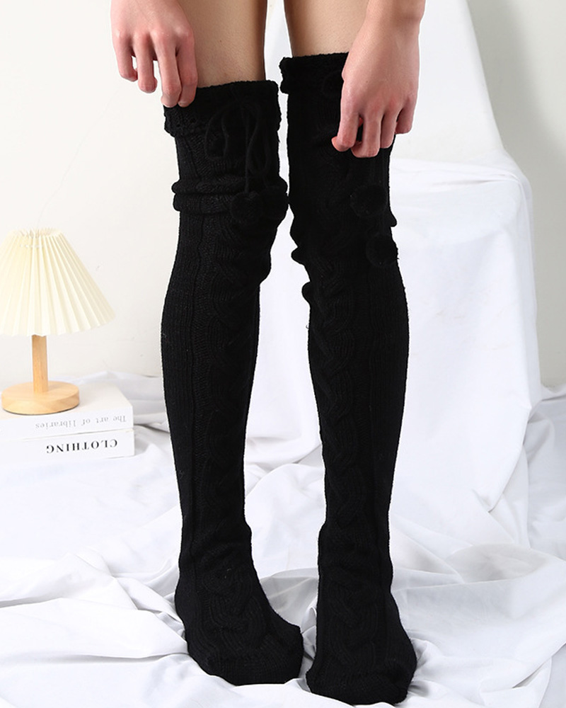 1Pair Thigh High Cable Knit Leg Warmers Winter Warm Long Boot Socks