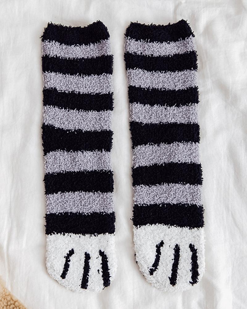 1Pair Christmas Animal Stripe Fuzzy Socks