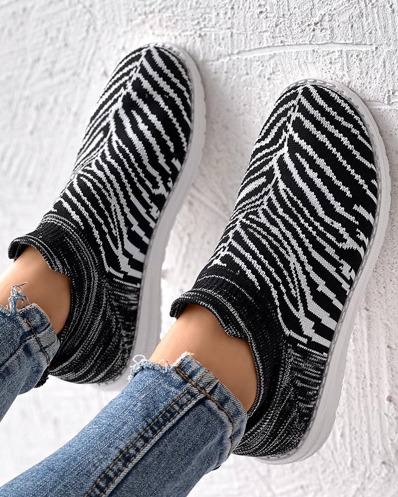 Butterfly Zebra Stripe Slip-On Sneakers