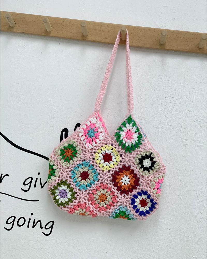 Floral Pattern Crochet Bag