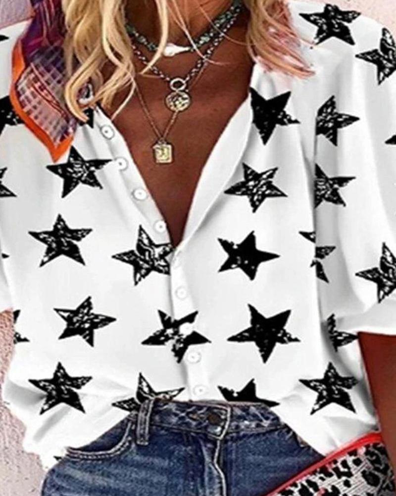 Star Print Long Sleeve Shirt