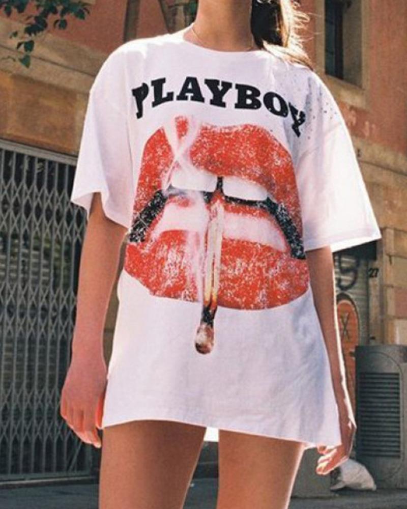 Playboy Lip Print T-Shirt