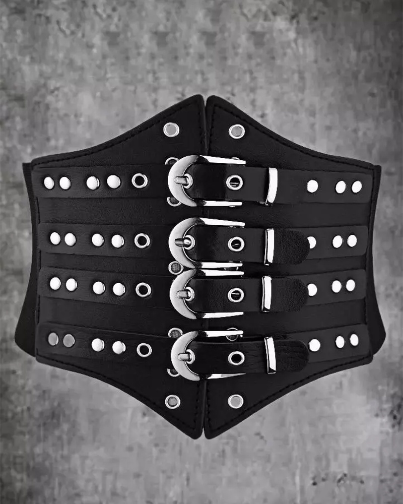 Bustiers & Corsets Buckled Snap Button Wide Waistband Corset Belt