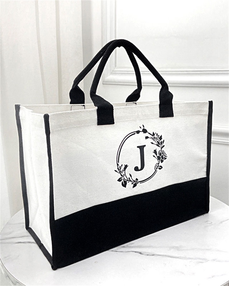 Letter Print Large Capacity Tote Bag