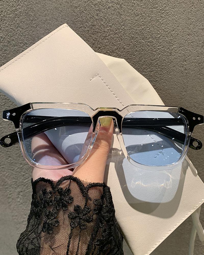   ChicMe 1Pair Clear Frame Tinted Square Trendy Sunglasses