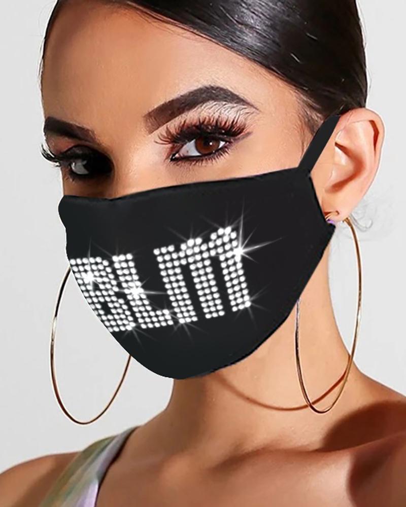  Bling Rhinestone Letter Pattern Face Mask