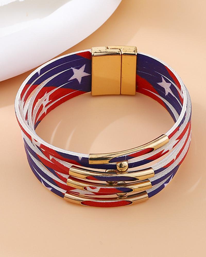 1pc Independence Day Flag Wide Magnet Bracelet