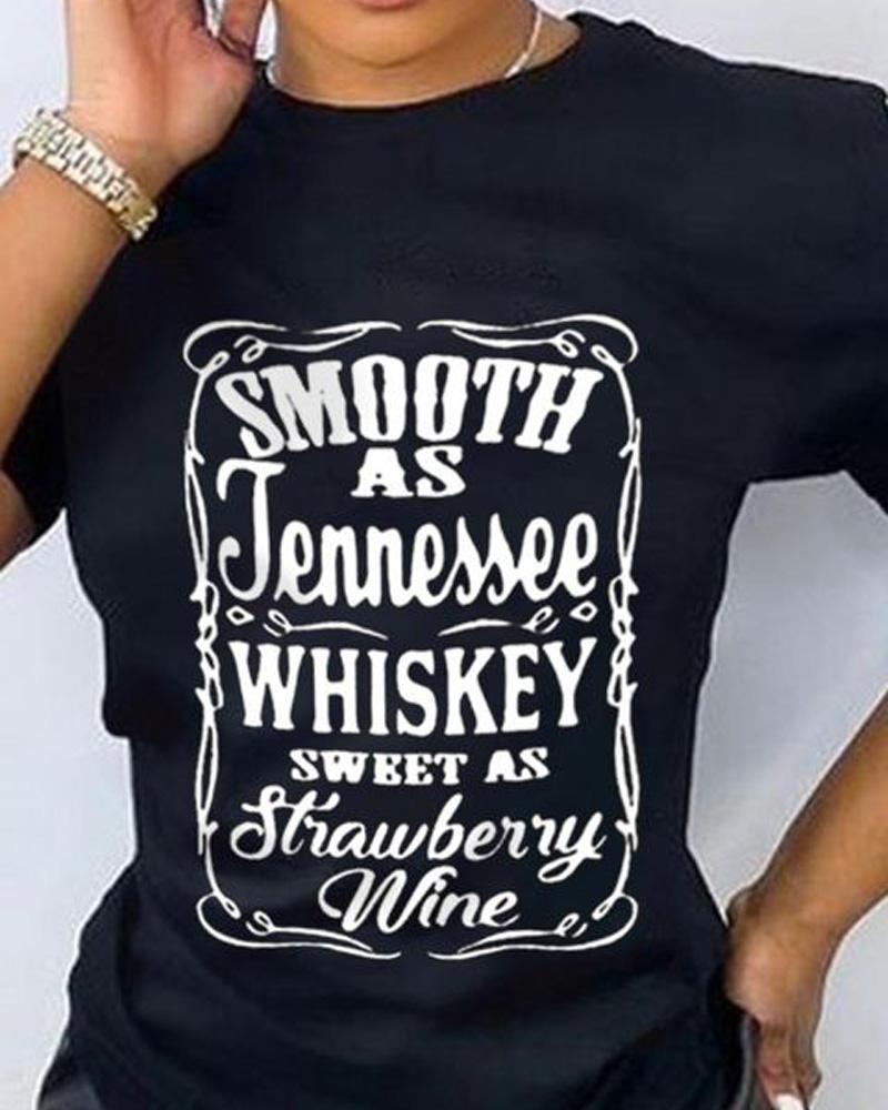 Smooth As Tennessee Whiskey Sweet As Strawberry Wine Print T-shirt