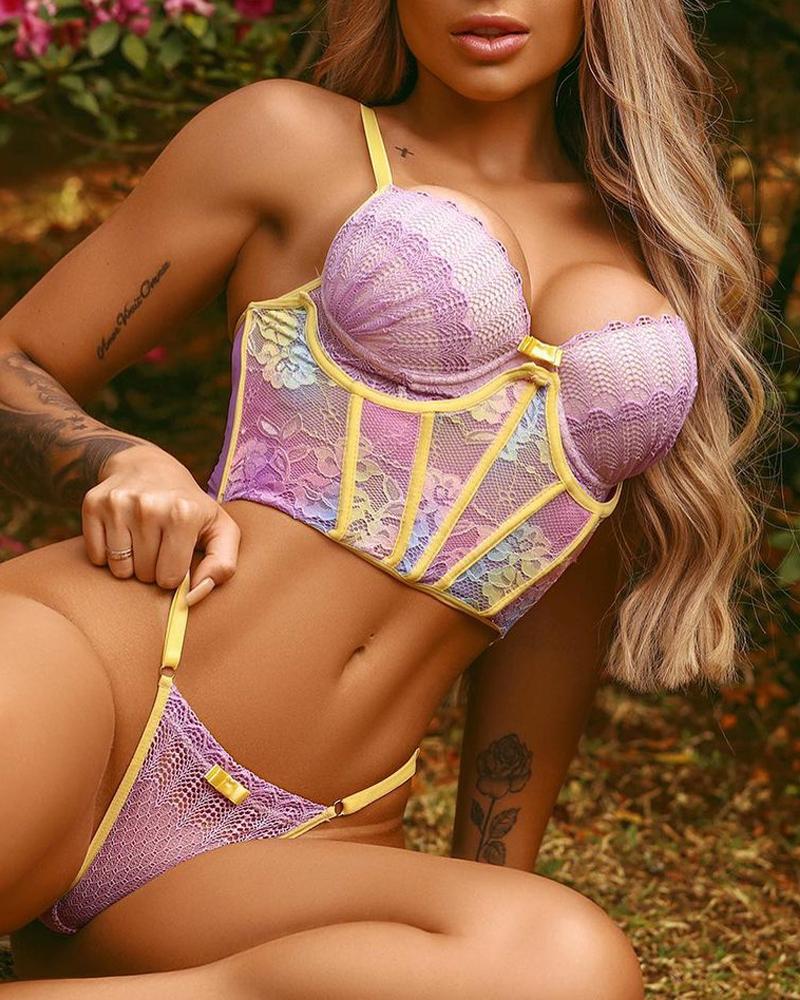 Ombre Lace Corset Lingerie Set