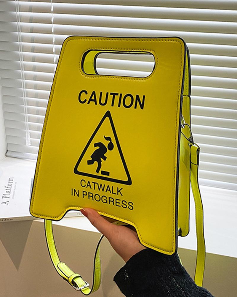 Fashionable Warning Sign Shaped Crossbody Bag