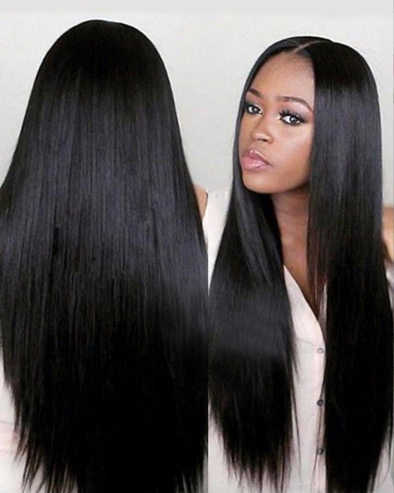 Long Black Straight High Temperature Fiber Synthetic Hair Wig