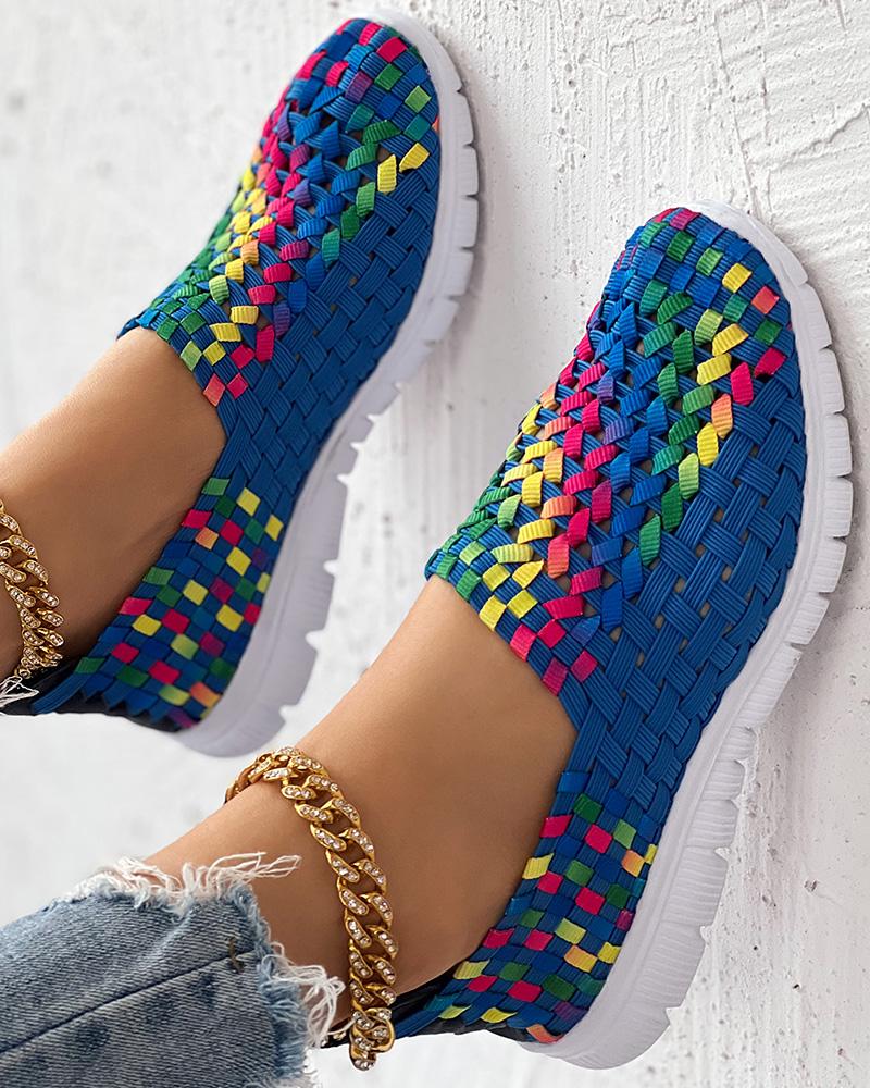 Colorblock Braided Slip-on Sneakers