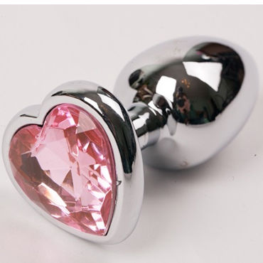 CanWin Анальная пробка, серебристый/розовый С кристаллом в форме сердца