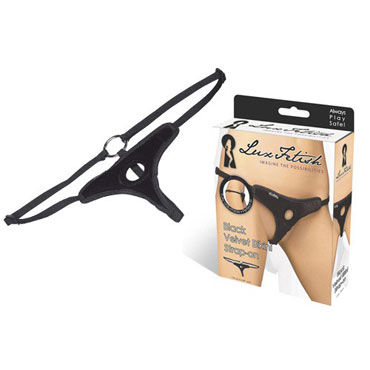 Lux Fetish Black Velvet Bikini Плюшевые трусики для страпона