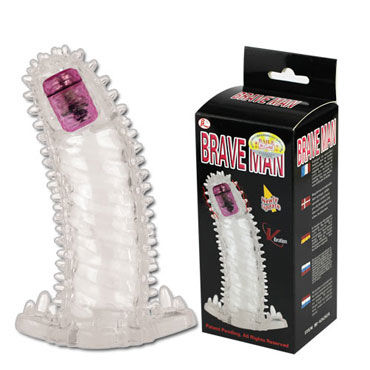 Насадки на пенис Baile Brave Man Penis Sleeve Vibration Вибронасадка на пенис