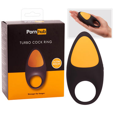 Кольца с вибрацией  Condom-Shop Pornhub Turbo Cock Ring, черное Виброкольцо для пениса перезаряжаемое