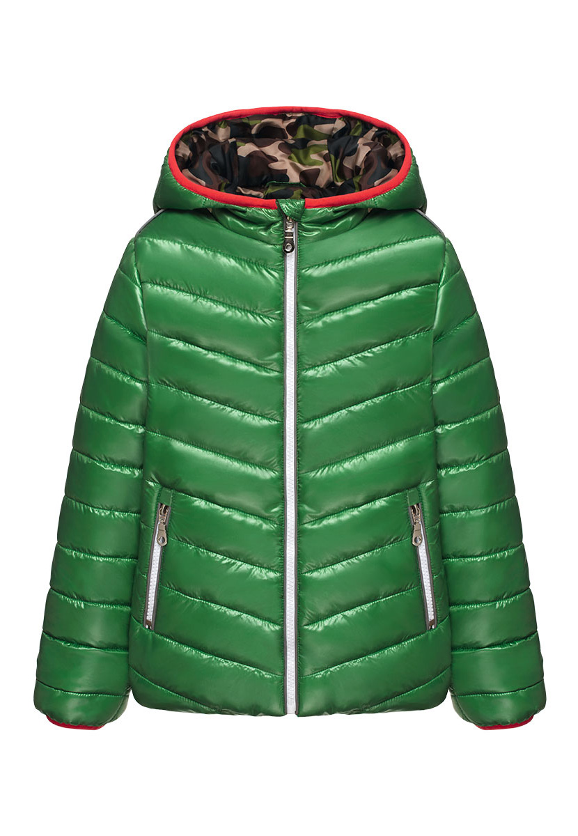 Утепленная куртка с капюшоном для мальчика, цвет зеленый