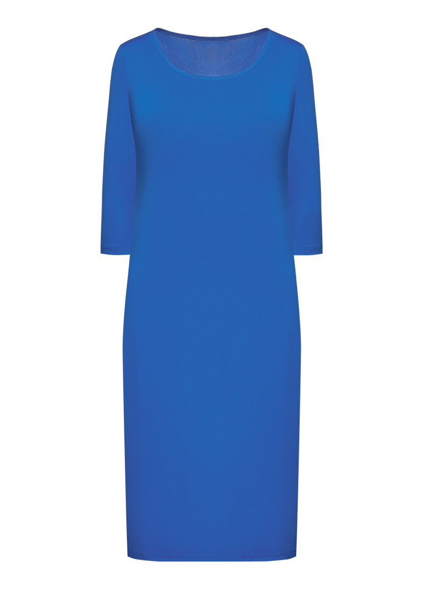 Трикотажное платье с укороченным рукавом для женщины, цвет ярко-голубой
