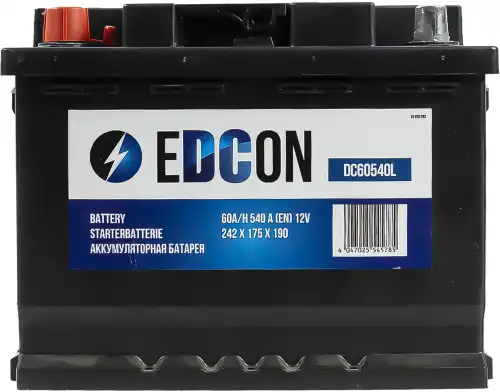 Аккумуляторы автомобильные Аккумулятор EDCON DC60540L 60 Ач 540 А 242x175x190 мм 1 (+-) прямая