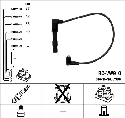 RC-VW 910 к-кт проводов!\ Audi A2 1.4, VW Golf 4/Bora/Polo 1.4/1.6 V4 97>