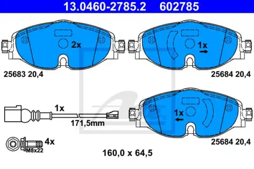 13.0460-2785.2 колодки дисковые передние!\ Audi A3, VW Golf VII 1.2TSI-1.8TFSI/2.0TDI 12>