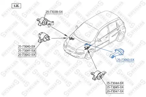 подушка ДВС задняя!\ Daewoo Kalos 02>